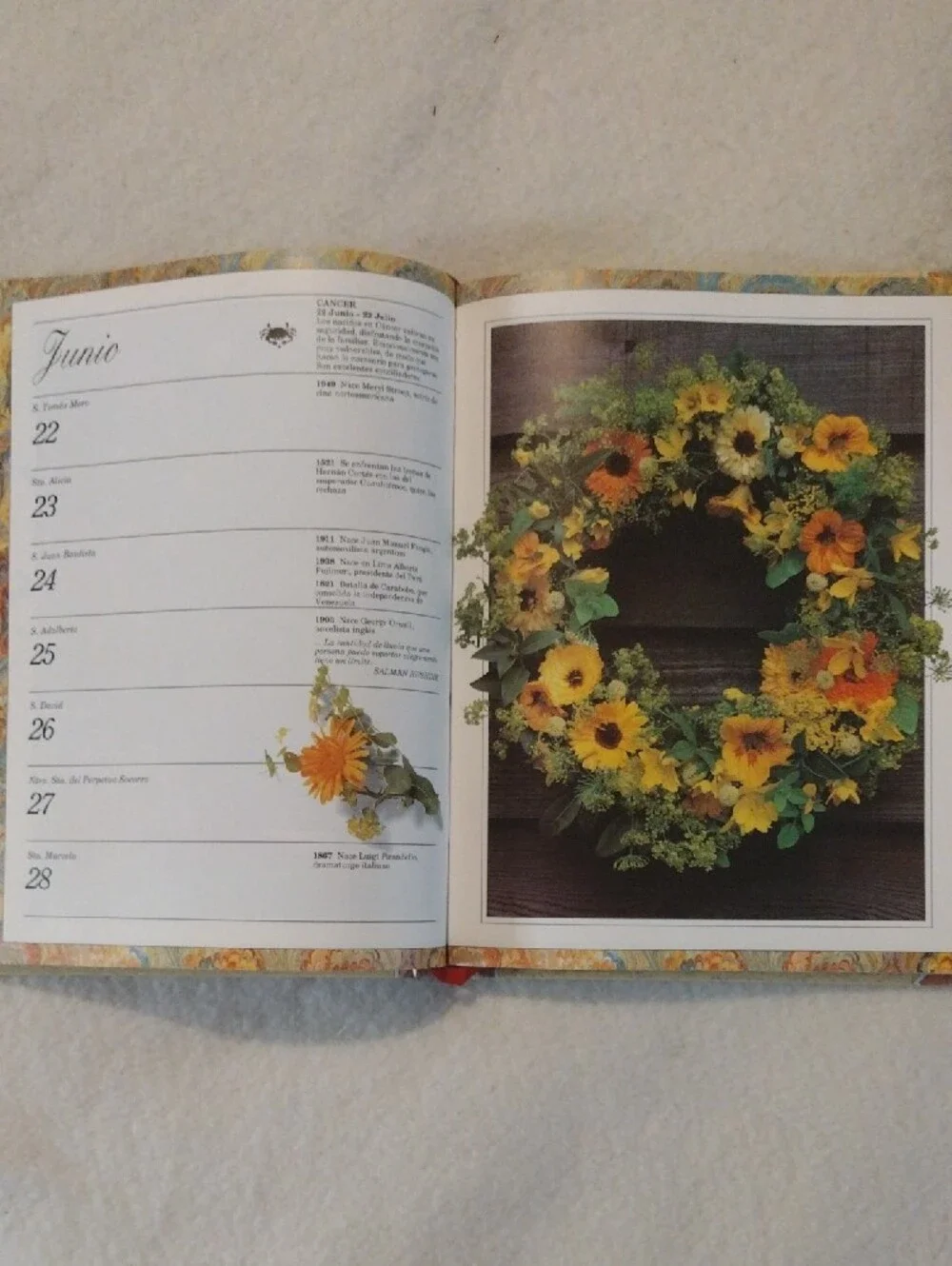 New Unused Celebraciones Floral Cover Hardcover Dates Organizer in Spanish